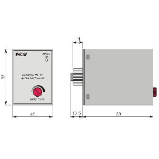 Relais de contrôle de niveau 24VAC, sensibilité 2÷40Kohm, 5A-220VAC - CL1001/O 24Vac-Lire la description
