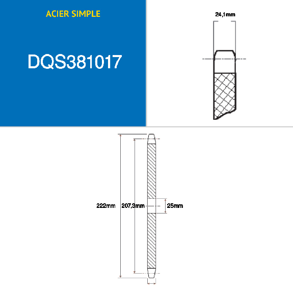 CMW - Vorgebohrte Scheibe - Stahl - Einfachverzahnung - 24B1 - 17 Zähne - Teilung 38,1 mm mit 25 mm Bohrung.-Beschreibung lesen