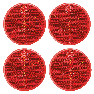 Warn-Reflektor, rot, Kunststoff, mit 2 Klebestreifen, Ø 60mm, 4 Stück/VE-Beschreibung lesen
