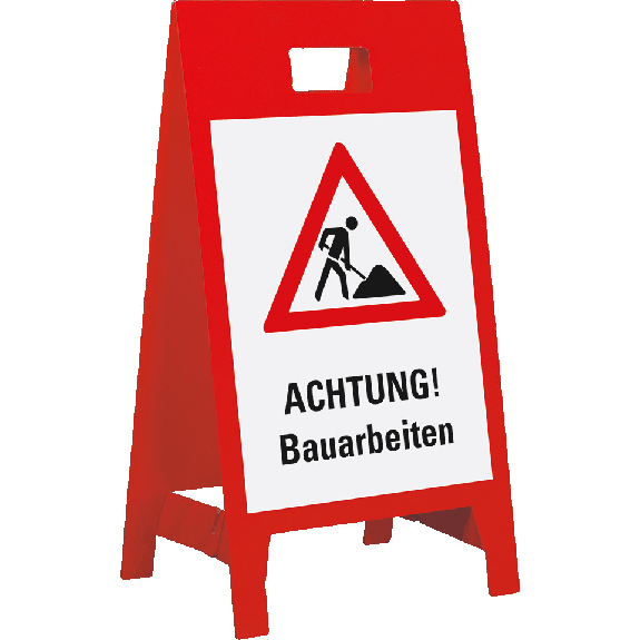 Warnaufsteller Leicht, ACHTUNG!Bauarbeiten, VKZ, rot, Polypropylen, 350x650mm, 300g Warnaufsteller Leicht, ACHTUNG!Bauarbeiten, VKZ, rot, Polypropylen, 350x650mm, 300g-Beschreibung lesen