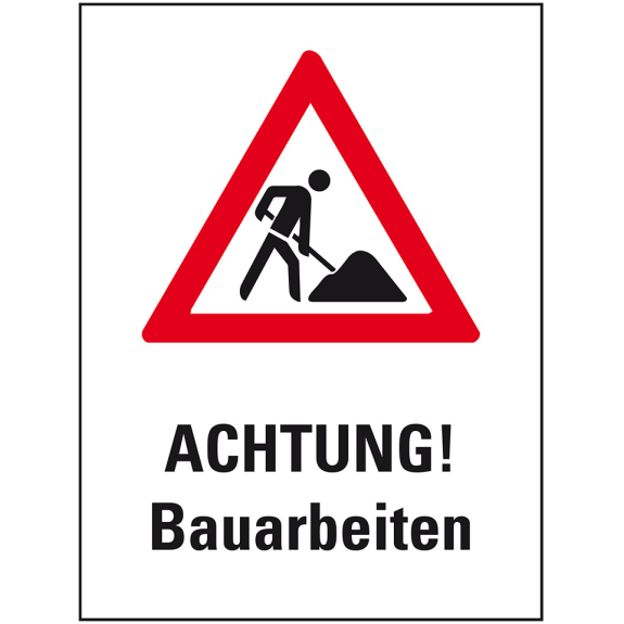 Warnaufsteller Leicht, ACHTUNG!Bauarbeiten, VKZ, rot, Polypropylen, 350x650mm, 300g Warnaufsteller Leicht, ACHTUNG!Bauarbeiten, VKZ, rot, Polypropylen, 350x650mm, 300g-Beschreibung lesen
