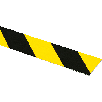 Flachmarkierung, rechtsweisend, gelb/schwarz schraffiert, Aluminium, 100x990mm, ASR A1.3-Beschreibung lesen