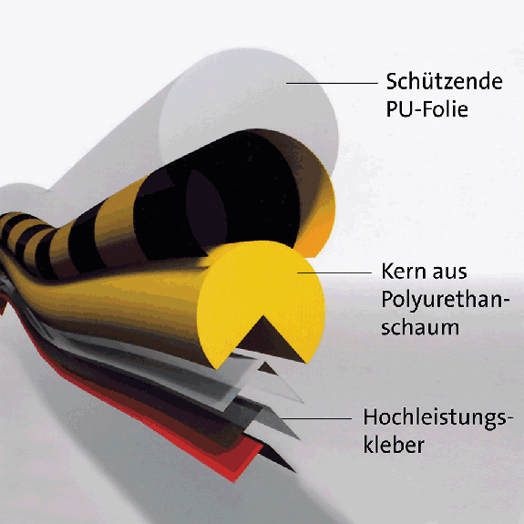 Knuffi Kantenschutzprofil Typ G, selbstklebend/zum Aufstecken, weiß, PU-Schaum, 1m-Beschreibung lesen