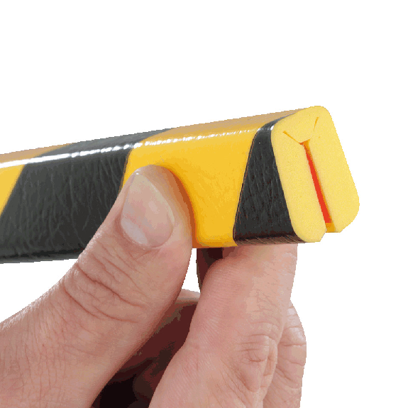 Knuffi Eckschutzprofil Typ W FLEX, selbstklebend/Aufschrauben, gelb/schwarz, 1m Knuffi Eckschutzprofil Typ W FLEX, selbstklebend/Aufschrauben, gelb/schwarz, 1m-Beschreibung lesen
