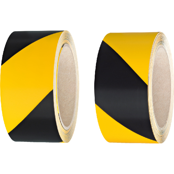 Set Warnmarkierungsband,gelb/schwarz,Folie mit Trägerpapier,50mm,16,5m/RO,2RO/VE-Beschreibung lesen