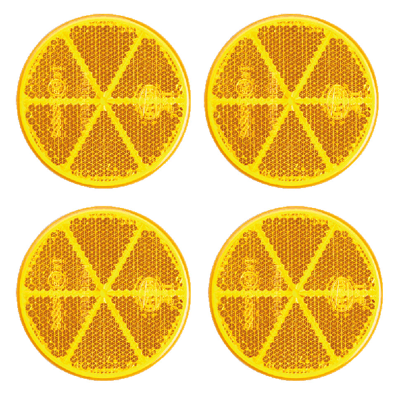 Warn-Reflektor, gelb, Kunststoff, mit 2 Klebestreifen, Ø 60mm, 4 Stück/VE Warn-Reflektor, gelb, Kunststoff, mit 2 Klebestreifen, Ø 60mm, 4 Stück/VE-Beschreibung lesen