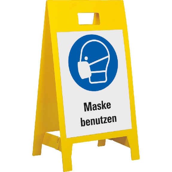 Warnaufsteller leicht, Maske benutzen, ISO, Polypropylen, 350x650mm, 300g Warnaufsteller leicht, Maske benutzen, ISO, Polypropylen, 350x650mm, 300g-Beschreibung lesen
