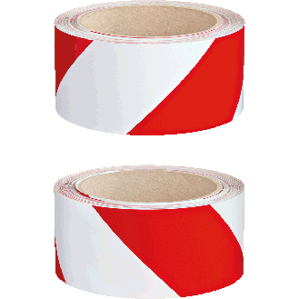 Set Warnmarkierungsband,rot/weiß,Folie mit Trägerpapier,100mm,33m/RO,2RO/VE-Beschreibung lesen