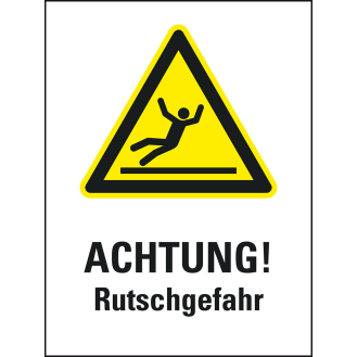 Warnaufsteller Leicht, ACHTUNG! Rutschgefahr, gelb, Polypropylen, 350x650mm, 300g, ASR A1.3-Beschreibung lesen