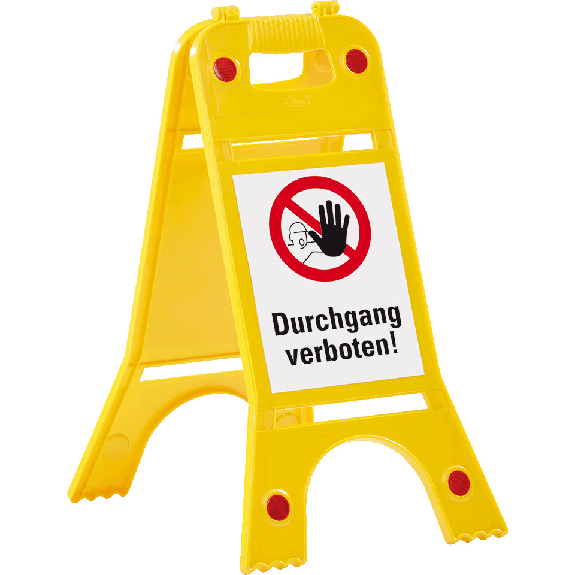 Warnaufsteller mit Reflektoren, ACHTUNG!Durchgang verboten, gelb, 245x620mm, ASR A1.3 Warnaufsteller mit Reflektoren, ACHTUNG!Durchgang verboten, gelb, 245x620mm, ASR A1.3-Beschreibung lesen