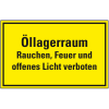 Hinweisschild Öllagerraum, Rauchen, Feuer und offenes..., Kunststoff, 300x200mm