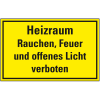 Hinweisschild Heizraum Rauchen, Feuer und offenes Licht..., Aluminium, 300x200mm Hinweisschild Heizraum Rauchen, Feuer und offenes Licht..., Aluminium, 300x200mm