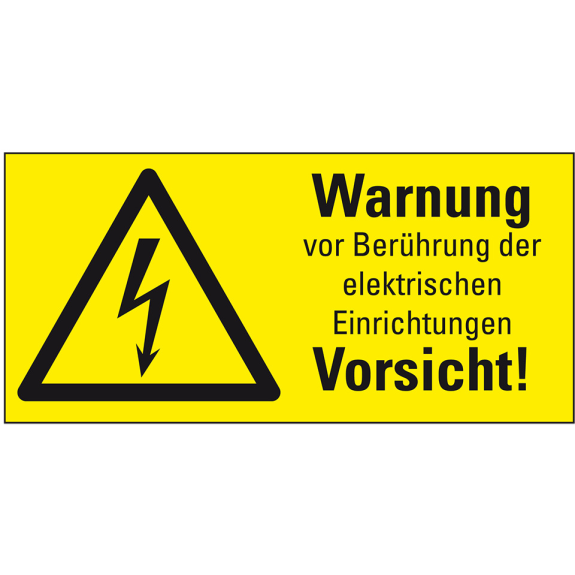 Warn-Kombischild Warnung von Berührung der elektrischen..., RoHS konform, Folie, 148x74mm-Beschreibung lesen