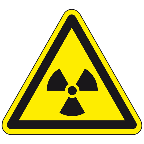 Warnschild Warnung vor radioaktiven Stoffen..., Folie, selbstklebend, SL 100mm, ASR A1.3, DIN EN ISO 7010 W003-Beschreibung lesen