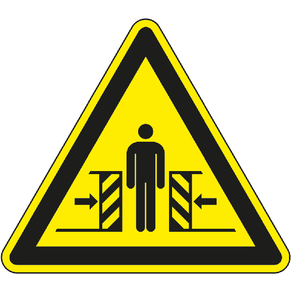 Warnschild Warnung vor Quetschgefahr, Folie, selbstklebend, SL 200mm, ASR A1.3, DIN EN ISO 7010 W019-Leggi tutto