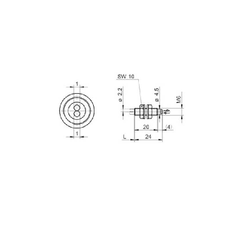 Fibre opt. directe, verre, tête M6x24mm Pmax=90mm, 2m - FUE 200C1003-Lire la description
