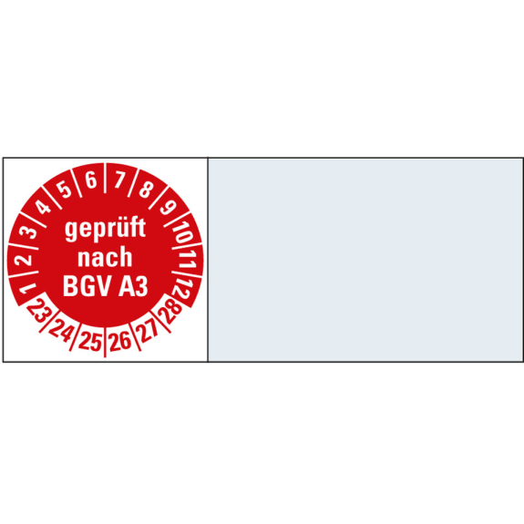 Kabelprüfplakette geprüft nach BGV A3, 23-28, rot, Folie, 20x50mm, 16/Bogen Kabelprüfplakette geprüft nach BGV A3, 23-28, rot, Folie, 20x50mm, 16/Bogen-Beschreibung lesen
