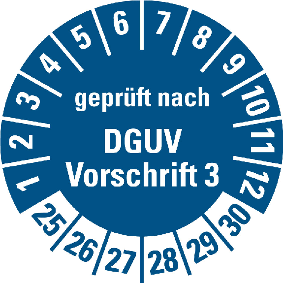 Prüfplakette geprüft nach DGUV 3,25-30,blau,fälschungssicher,Ø 30mm,10/Bogen Prüfplakette geprüft nach DGUV 3,25-30,blau,fälschungssicher,Ø 30mm,10/Bogen-Beschreibung lesen