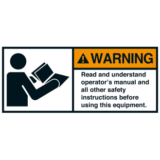 ANSI-Aufkleber WARNING Read and understand operator..,UL anerk.,45x100mm,2/Bogen-Beschreibung lesen