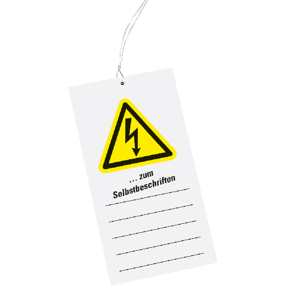 Wartungsanhänger, zum Selbstbeschriften, Kunststoff, 76x147mm, Kabelbinder, 10/VE, ASR A1.3, DIN EN ISO 7010 W012 Wartungsanhänger, zum Selbstbeschriften, Kunststoff, 76x147mm, Kabelbinder, 10/VE, ASR A1.3, DIN EN ISO 7010 W012-Beschreibung lesen