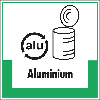 Abfallkennzeichen Aluminium, mit Symbol und Text, Kunststoff, 200x200mm