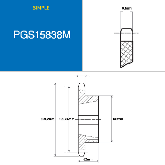 CMW - 2012 Piñón de cubo desmontable - Piñón simple - 10B1 - 38 dientes - Paso 15,8 mm-Leer más