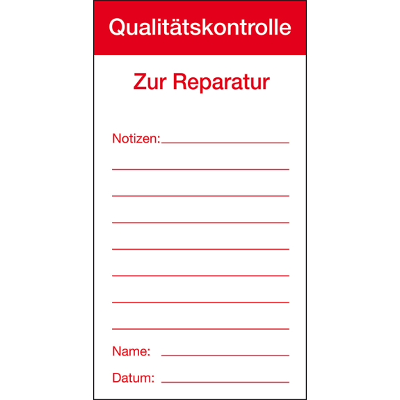 Qualitätsaufkleber Qualitätskontrolle-Zur Reparatur, Papier, 80x150mm, 100/Block Qualitätsaufkleber Qualitätskontrolle-Zur Reparatur, Papier, 80x150mm, 100/Block-Beschreibung lesen