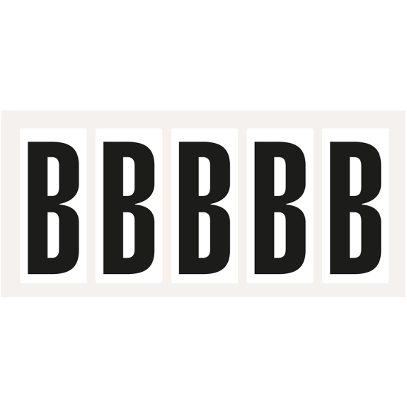 Buchstabe B, weiß/schwarz, Folie, Schrifthöhe 75mm, 38x88mm, 100 Stück/Packung-Beschreibung lesen