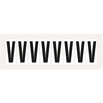 Buchstabe V, weiß/schwarz, Folie, Schrifthöhe 50mm, 65,0x29,8mm, 10/Bogen-Beschreibung lesen