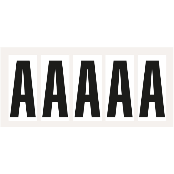 Buchstabe A, weiß/schwarz, Folie, Schrifthöhe 75mm, 38x88mm, 100 Stück/Packung-Beschreibung lesen