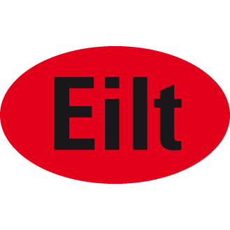 Organisationsetikett Eilt, oval, rot, Haftpapier, ablösbar, 90x53mm, 500/Rolle-Beschreibung lesen