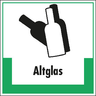 Abfallkennzeichen Altglas, mit Symbol und Text, Folie, selbstklebend, 200x200mm-Beschreibung lesen