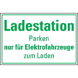 Hinweisschild Ladestation Elektrofahrzeug, Kunststoff, 300x200mm-Beschreibung lesen