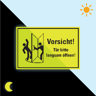 PERMALIGHT power langnachleuchtend Vorsicht! Tür bitte langsam öffnen!, Folie, fluoreszierend, 300x200mm-Beschreibung lesen