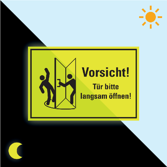 PERMALIGHT power langnachleuchtend Vorsicht! Tür bitte langsam öffnen!, Folie, fluoreszierend, 300x200mm PERMALIGHT power langnachleuchtend Vorsicht! Tür bitte langsam öffnen!, Folie, fluoreszierend, 300x200mm-Beschreibung lesen