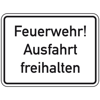 Hinweisschild Feuerwehr! Ausfahrt freihalten, Aluminium RA0, reflektierend, 600x450mm, DIN 67520-Beschreibung lesen