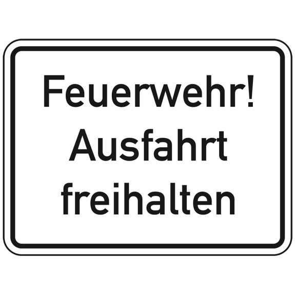 Hinweisschild Feuerwehr! Ausfahrt freihalten, Aluminium RA0, reflektierend, 600x450mm, DIN 67520-Beschreibung lesen