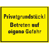 Hinweisschild Privatgrundstück! Betreten auf eigene Gefahr, Kunststoff, 400x300mm Hinweisschild Privatgrundstück! Betreten auf eigene Gefahr, Kunststoff, 400x300mm