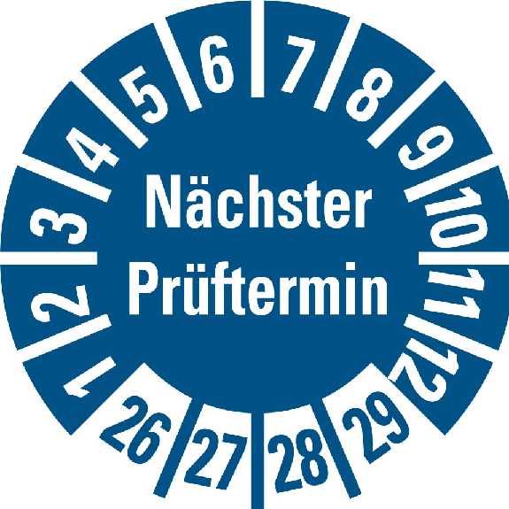 Prüfplakette Nächster Prüftermin 26-29,blau,Folie,selbstklebend,Ø10mm,500/Rolle Prüfplakette Nächster Prüftermin 26-29,blau,Folie,selbstklebend,Ø10mm,500/Rolle-Beschreibung lesen