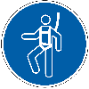 Gebotsschild Auffanggurt benutzen, Folie, selbstklebend, Ø 200mm, ASR A1.3, DIN EN ISO 7010 M018 Gebotsschild Auffanggurt benutzen, Folie, selbstklebend, Ø 200mm, ASR A1.3, DIN EN ISO 7010 M018