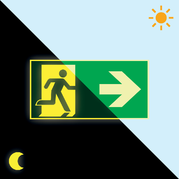 Photolumineszierendes XXL-Notausgangsschild 1200x600 mm-Beschreibung lesen