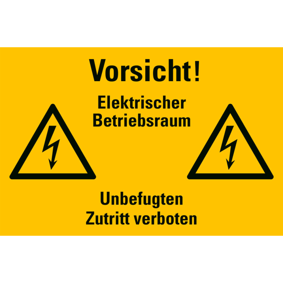 Warnschild Vorsicht! Elektrischer Betriebsraum..., Folie, selbstkl., 200x300mm Warnschild Vorsicht! Elektrischer Betriebsraum..., Folie, selbstkl., 200x300mm-Beschreibung lesen