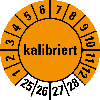 Prüfplakette kalibriert,25-28,orange,Folie,f.ölige Untergründe,Ø 8mm,10/Bogen Prüfplakette kalibriert,25-28,orange,Folie,f.ölige Untergründe,Ø 8mm,10/Bogen