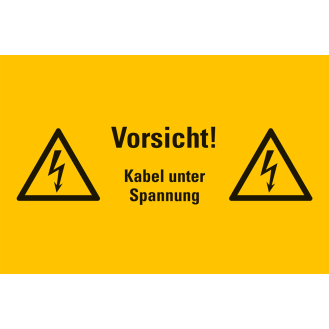 Warnschild Vorsicht! Kabel unter Spannung, Folie, selbstklebend, 200x300mm-Beschreibung lesen