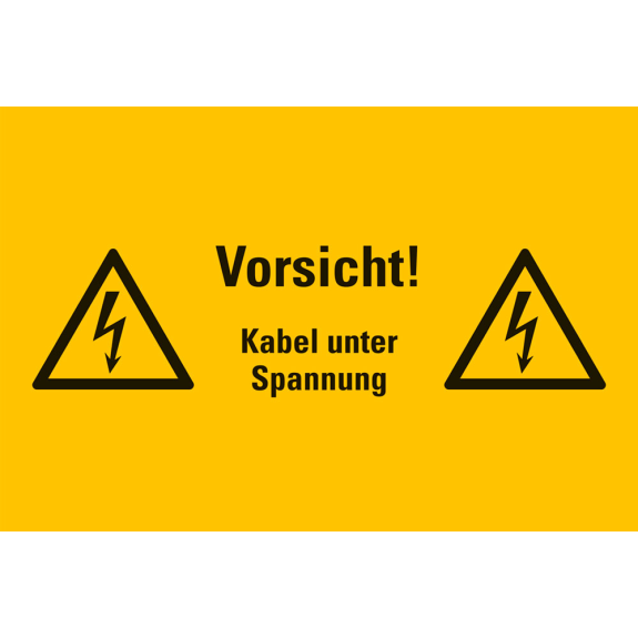 Warnschild Vorsicht! Kabel unter Spannung, Folie, selbstklebend, 200x300mm-Lire la description