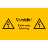 Warnschild Vorsicht! Kabel unter Spannung, Folie, selbstklebend, 200x300mm Warnschild Vorsicht! Kabel unter Spannung, Folie, selbstklebend, 200x300mm