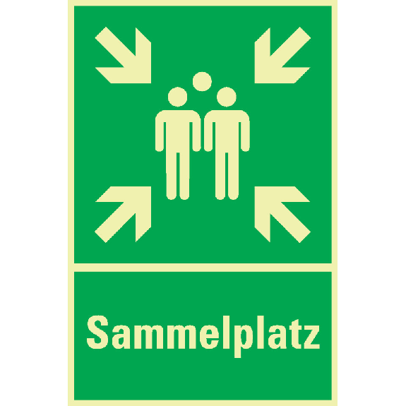 PERMALIGHT power langnachleuchtend Kombischild Sammelstelle, Sammelplatz, Aluminium, 400x600mm, ASR A1.3, ISO 7010 E007 PERMALIGHT power langnachleuchtend Kombischild Sammelstelle, Sammelplatz, Aluminium, 400x600mm, ASR A1.3, ISO 7010 E007-Beschreibung lesen
