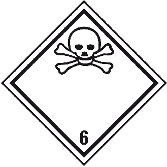 Verpackungskennzeichen Kl. 6.1 Giftig, Folie, seewasserbeständig, 100x100mm, IMDG-Code, GGVSEB, ADR, IATA-Beschreibung lesen