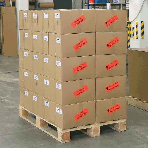 Hinweisetikett Vorsicht, zerbrechlich!, leuchtrot, permanent haftendes Haftpapier, 147x50mm, 250/RO Hinweisetikett Vorsicht, zerbrechlich!, leuchtrot, permanent haftendes Haftpapier, 147x50mm, 250/RO-Beschreibung lesen