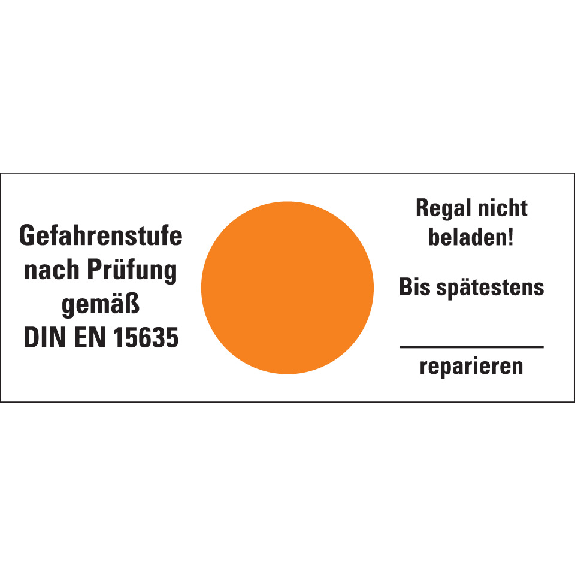 Hinweisetikett Gefahrenstufe orange, Regal nicht beladen!Folie, 100x40mm, 5/Bogen Hinweisetikett Gefahrenstufe orange, Regal nicht beladen!Folie, 100x40mm, 5/Bogen-Beschreibung lesen